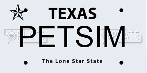 PETSIM Texas License Plate