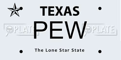 PEW Texas License Plate