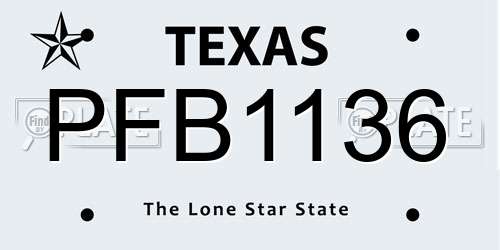 PFB1136 Texas License Plate