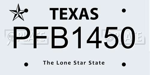 PFB1450 Texas License Plate