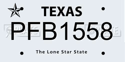 PFB1558 Texas License Plate