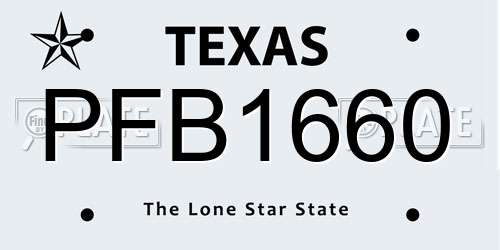 PFB1660 Texas License Plate