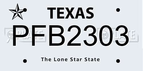 PFB2303 Texas License Plate