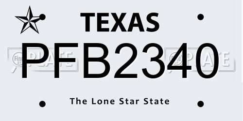 PFB2340 Texas License Plate