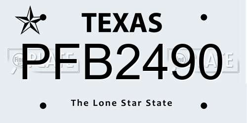 PFB2490 Texas License Plate