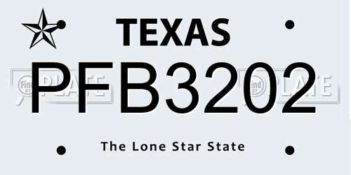 PFB3202 Texas License Plate