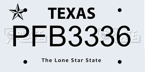 PFB3336 Texas License Plate