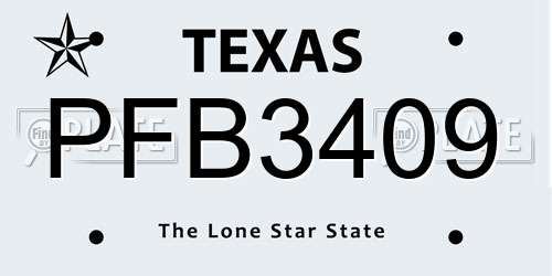 PFB3409 Texas License Plate