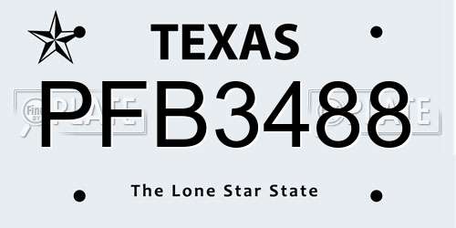 PFB3488 Texas License Plate