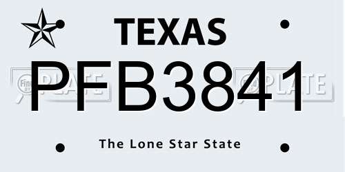 PFB3841 Texas License Plate