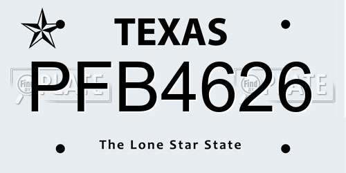 PFB4626 Texas License Plate