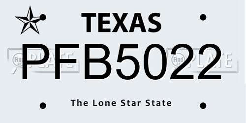 PFB5022 Texas License Plate