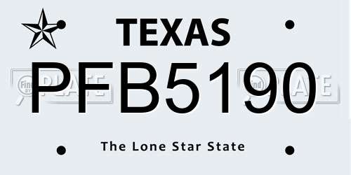 PFB5190 Texas License Plate