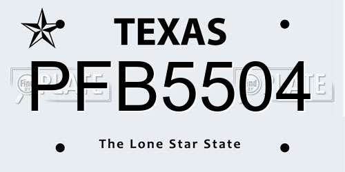 PFB5504 Texas License Plate