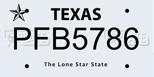 PFB5786 Texas License Plate