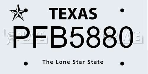 PFB5880 Texas License Plate