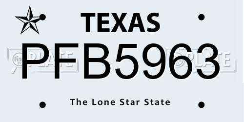 PFB5963 Texas License Plate