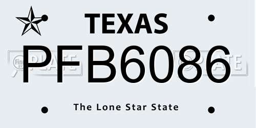 PFB6086 Texas License Plate