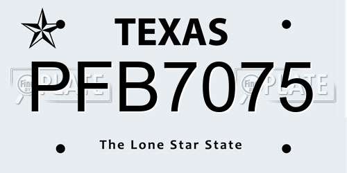 PFB7075 Texas License Plate