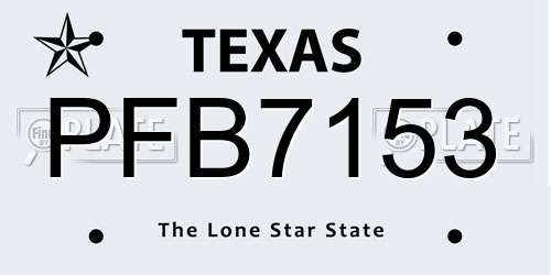 PFB7153 Texas License Plate