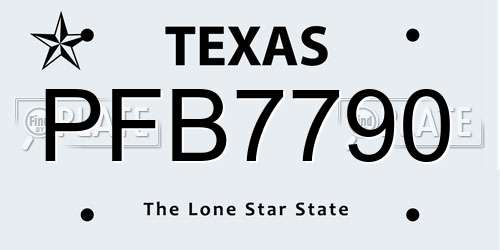 PFB7790 Texas License Plate