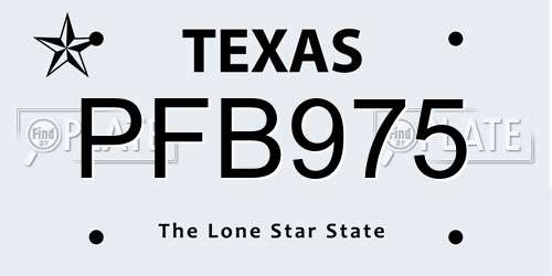 PFB975 Texas License Plate