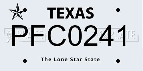 PFC0241 Texas License Plate