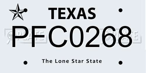 PFC0268 Texas License Plate