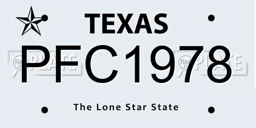 PFC1978 Texas License Plate
