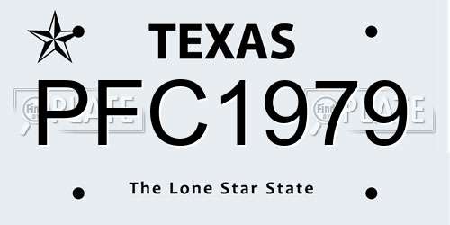 PFC1979 Texas License Plate