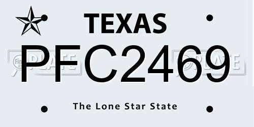 PFC2469 Texas License Plate