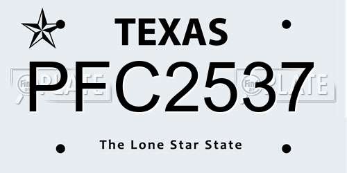 PFC2537 Texas License Plate