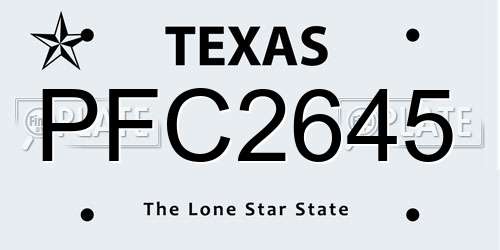 PFC2645 Texas License Plate