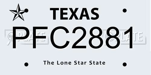 PFC2881 Texas License Plate