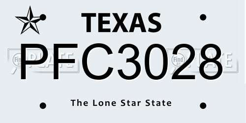 PFC3028 Texas License Plate