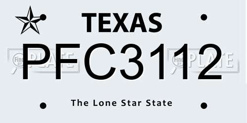 PFC3112 Texas License Plate