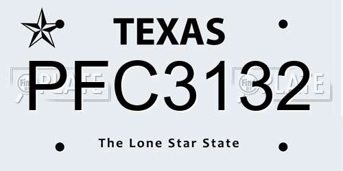PFC3132 Texas License Plate