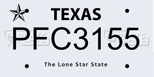 PFC3155 Texas License Plate