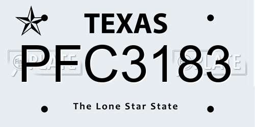 PFC3183 Texas License Plate