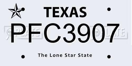 PFC3907 Texas License Plate