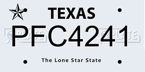 PFC4241 Texas License Plate