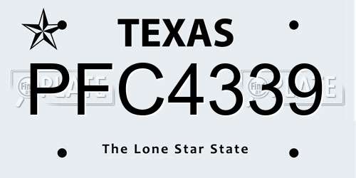 PFC4339 Texas License Plate