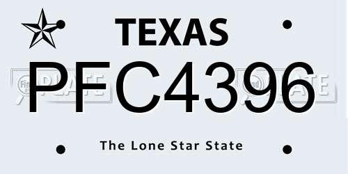 PFC4396 Texas License Plate