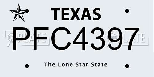PFC4397 Texas License Plate