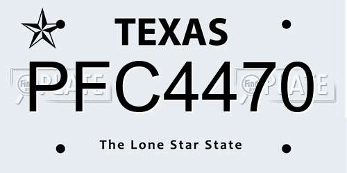 PFC4470 Texas License Plate
