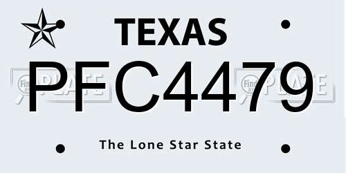 PFC4479 Texas License Plate