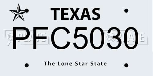 PFC5030 Texas License Plate