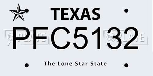 PFC5132 Texas License Plate