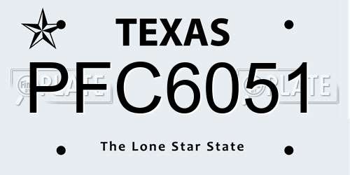 PFC6051 Texas License Plate