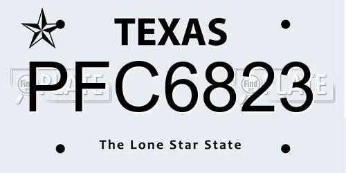 PFC6823 Texas License Plate